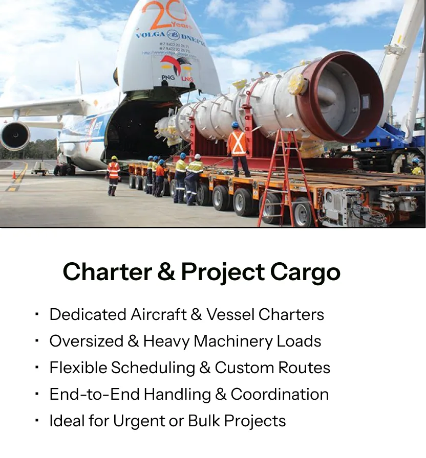 XtraMiles charter and project cargo - dedicated aircraft and vessel charters for oversized machinery and bulk projects