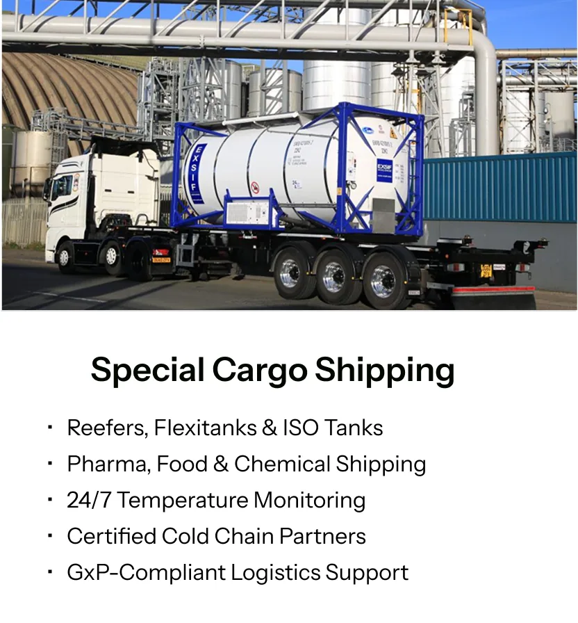 XtraMiles special cargo shipping - temperature-controlled logistics for pharma, food and chemical cargo