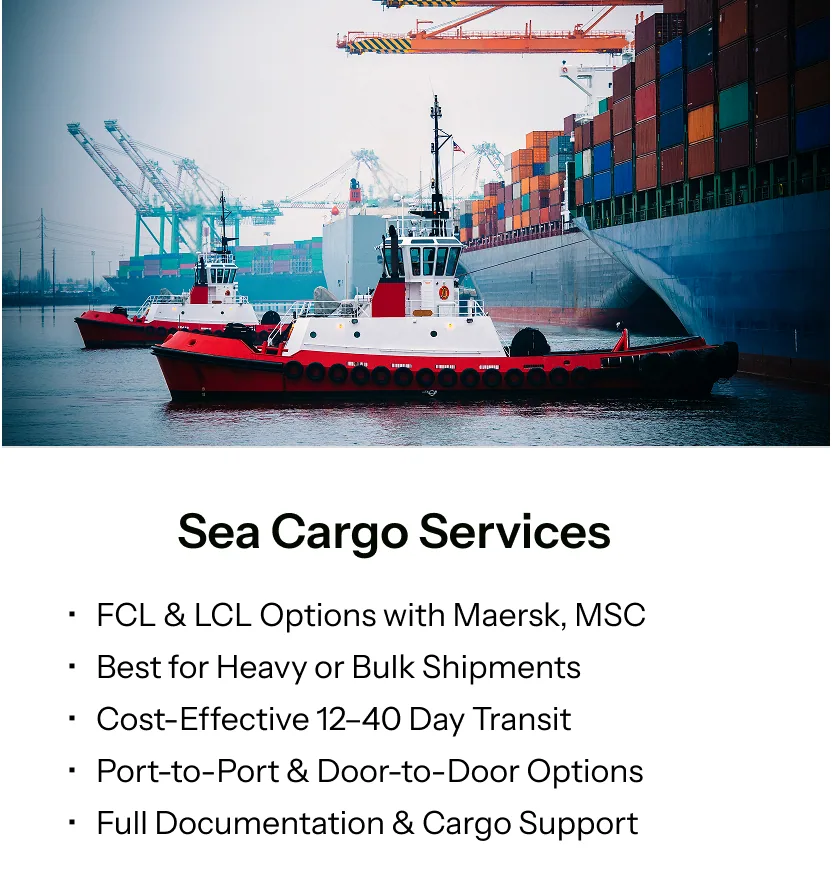 XtraMiles sea cargo services - affordable international ocean freight with FCL and LCL shipping, port-to-port and port-to-door